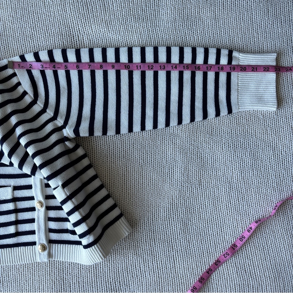 J. Crew Navy and White Striped Cropped Cardigan - Picture 8 of 13